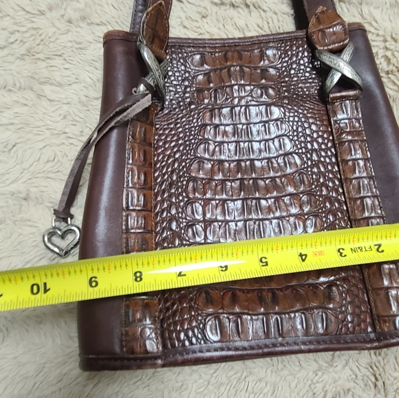 Vintage Brighton Brown Double Handle Shoulder Bag With Heart Charm 90's - Picture 4 of 14